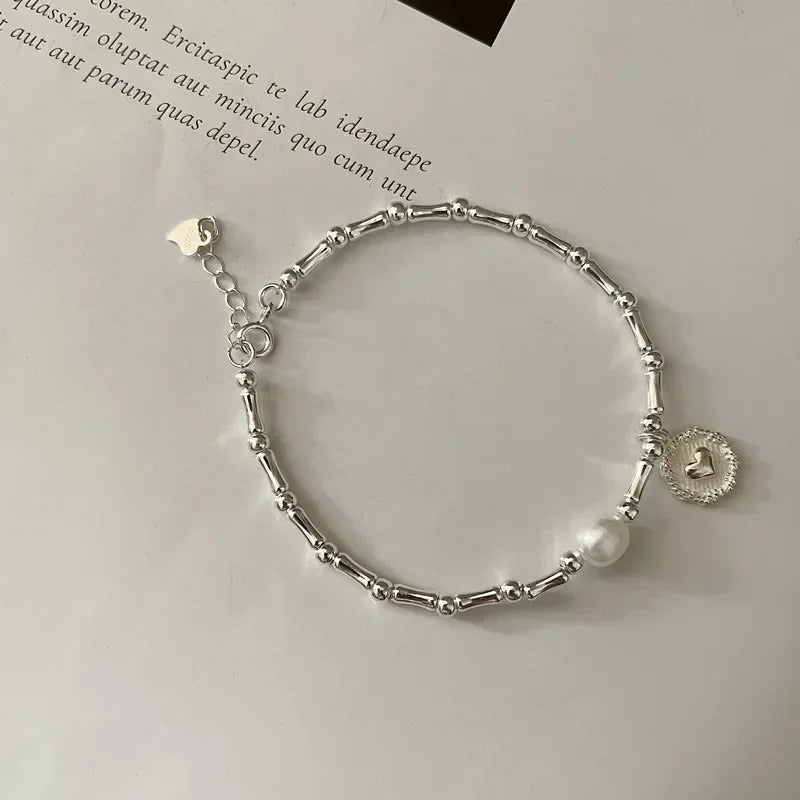 Sterling Silver Bracelet Partial Pearls Knots Bracelets