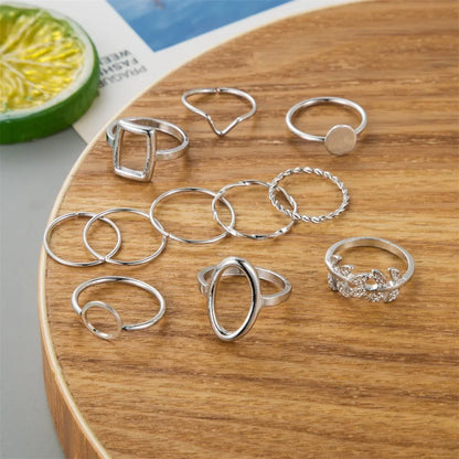 New Fashion Creative Geometric Leaf Wave Hollow Ring