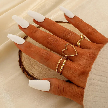 New Fashion Creative Geometric Leaf Wave Hollow Ring