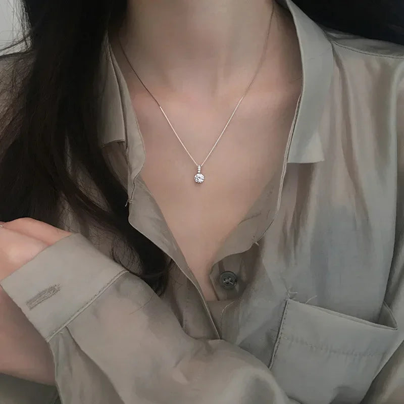 Fashion Sterling Silver Round Zircon Necklace Choker