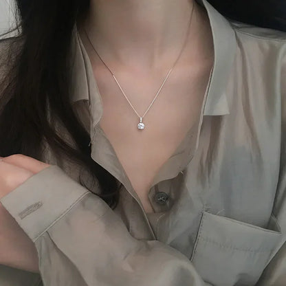 Fashion Sterling Silver Round Zircon Necklace Choker