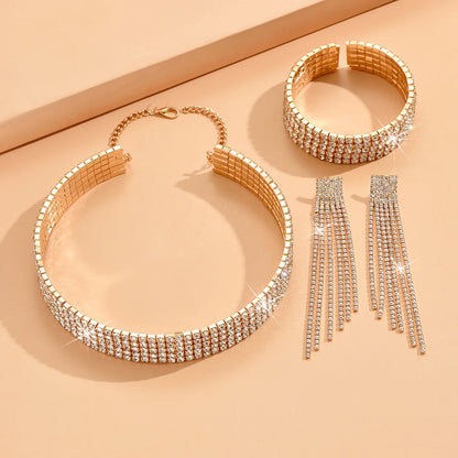 Fashion Women's Jewelry Set Tassel Rhinestone Earrings