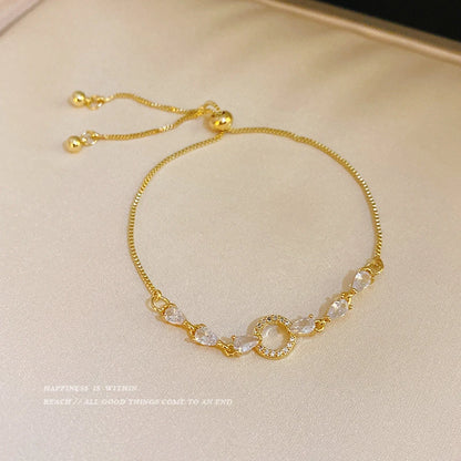 New Luxury Gold Zircon Bracelet for Women Elegant