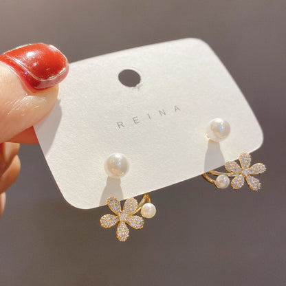 Korean Vintage Pearl Crystal Earrings For Women Jewelry