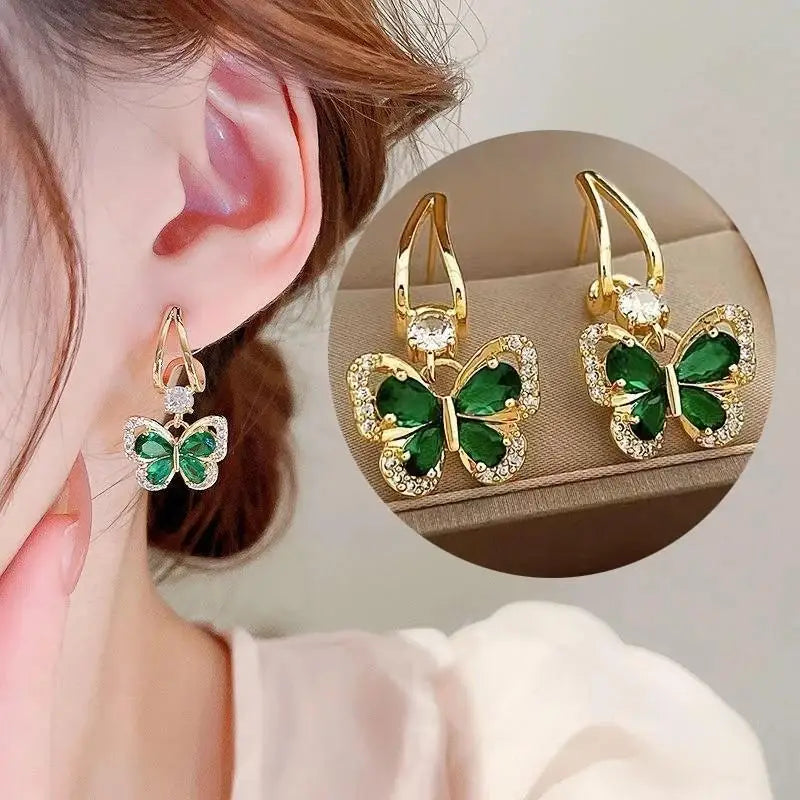 Korean Vintage Pearl Crystal Earrings For Women Jewelry