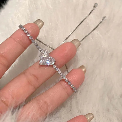 Luxury Crystal Zircon Heart Chain Bracelets Women Exquisite
