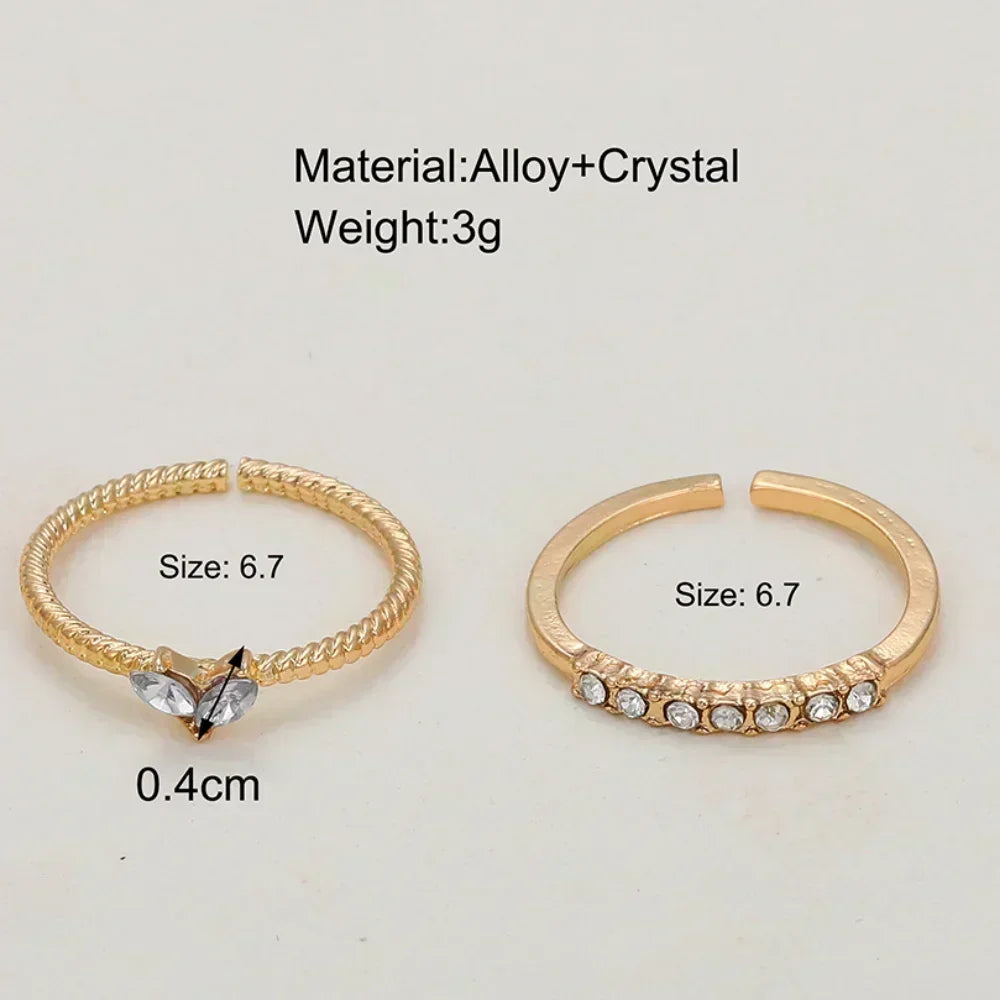 Luxury Zircon Heart Rings for Women Opening Adjustable Weave