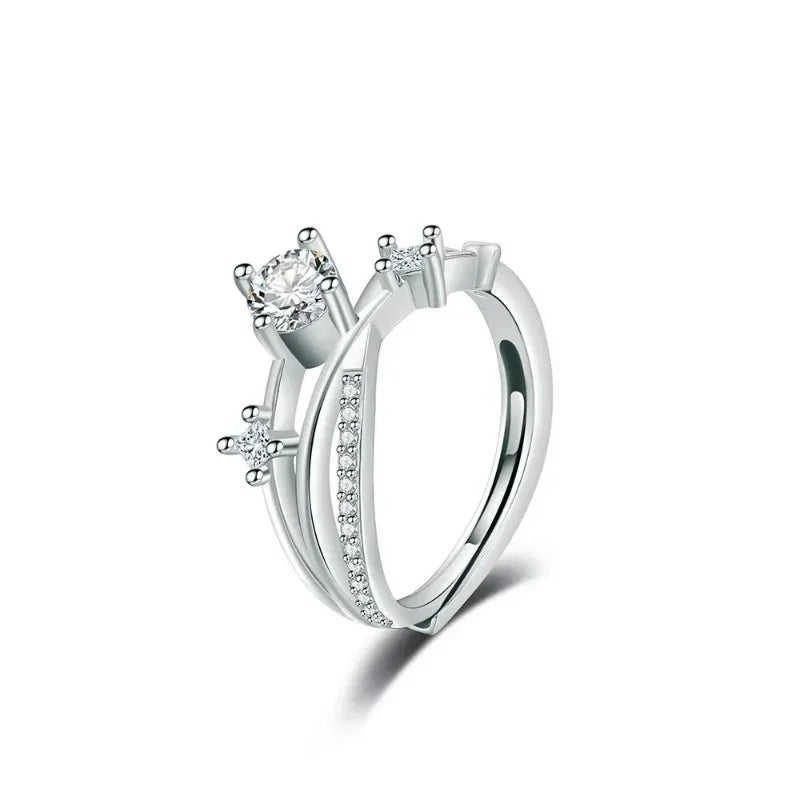 Luxury Zircon Heart Rings for Women Opening Adjustable Weave