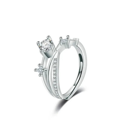 Luxury Zircon Heart Rings for Women Opening Adjustable Weave