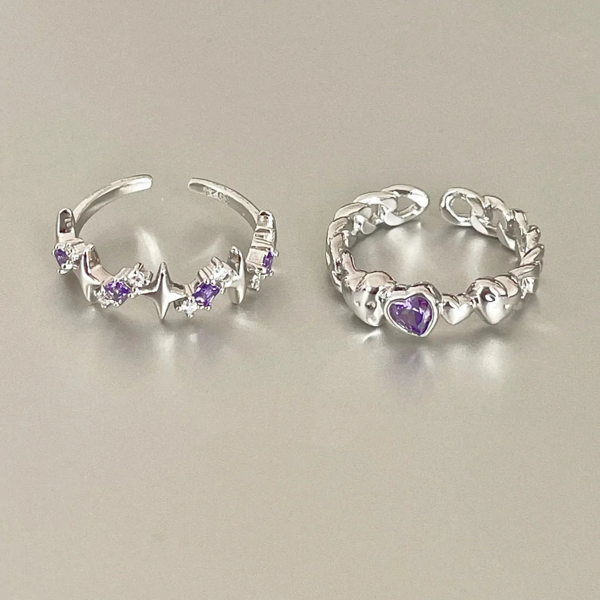 Luxury Zircon Heart Rings for Women Opening Adjustable Weave