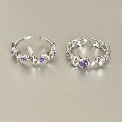 Luxury Zircon Heart Rings for Women Opening Adjustable Weave