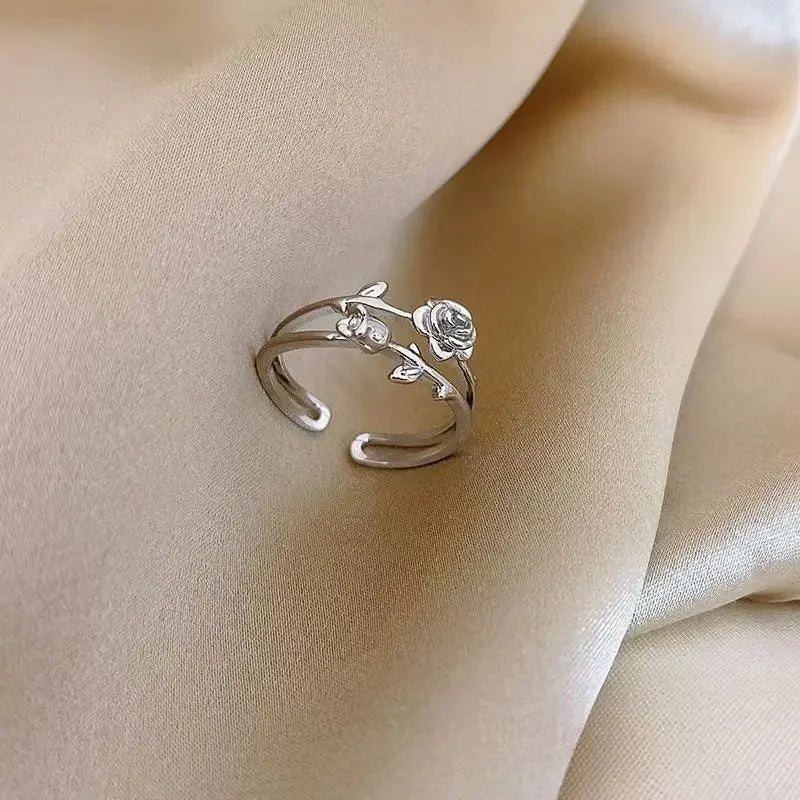Fashion Goth Double Layer Rose Couple Rings for Men