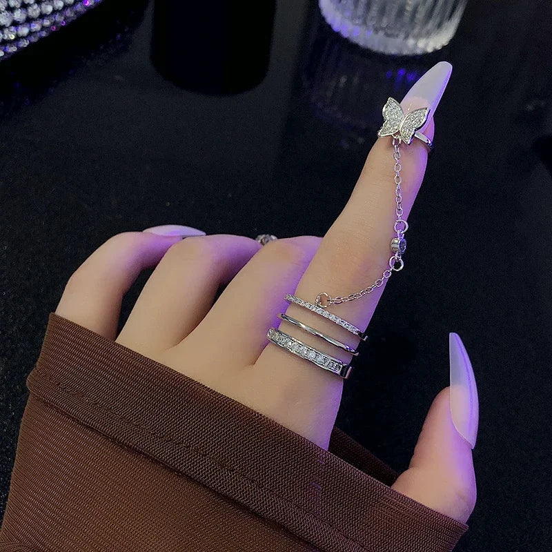 New Fashion Creative Geometric Leaf Wave Hollow Ring
