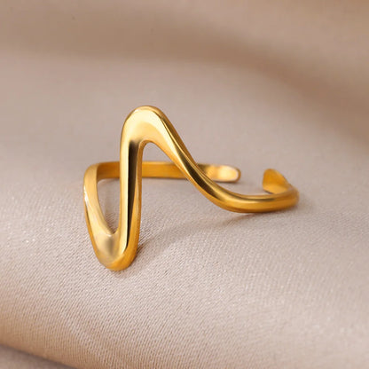 Stainless Steel Rings for Women Waterproof Open Gold