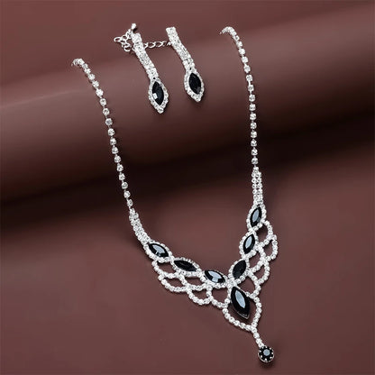 Minimalist Rhinestone Necklace And Earrings Set