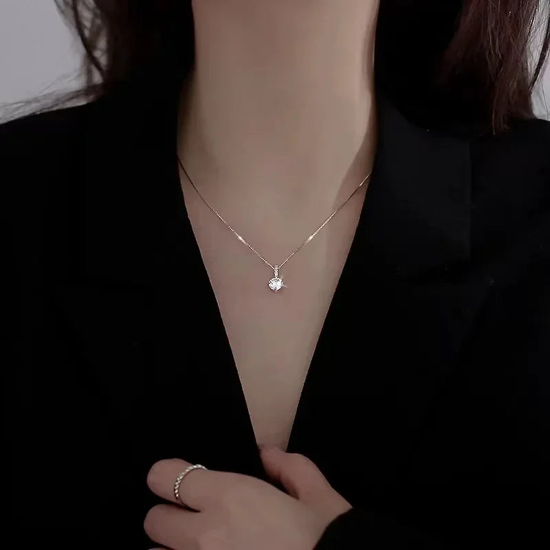 Fashion Sterling Silver Round Zircon Necklace Choker