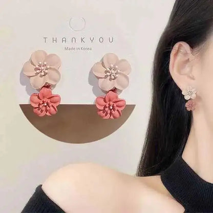 Korean Vintage Pearl Crystal Earrings For Women Jewelry