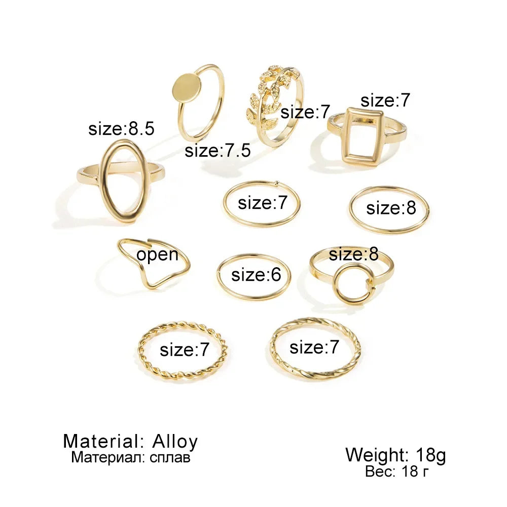 New Fashion Creative Geometric Leaf Wave Hollow Ring