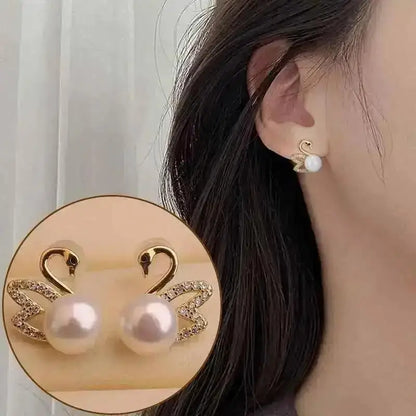 Korean Vintage Pearl Crystal Earrings For Women Jewelry