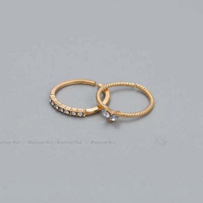Gold Color Heart Zircon Rings Set for Women Adjustable