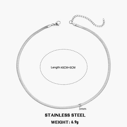Hot Classic Unisex Flat Snake Chain Choker Necklace