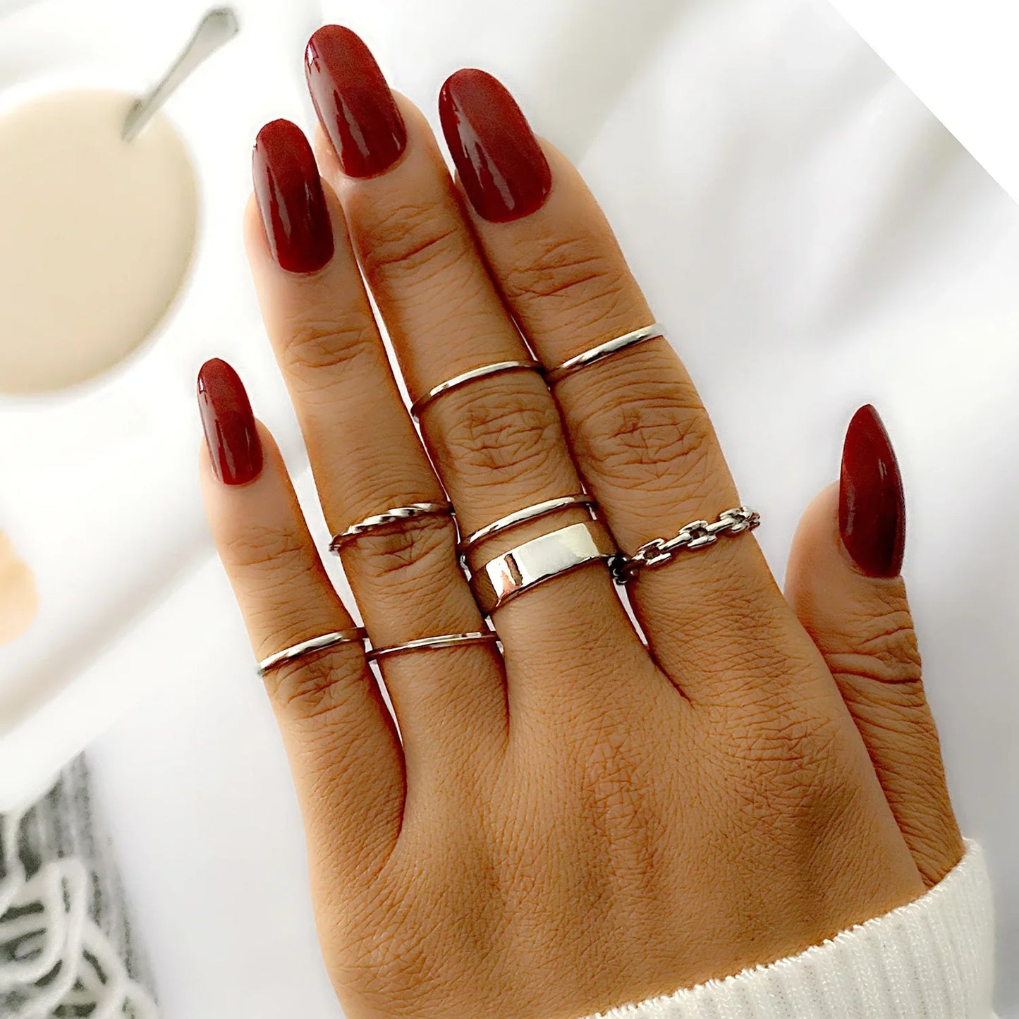 New Fashion Creative Geometric Leaf Wave Hollow Ring