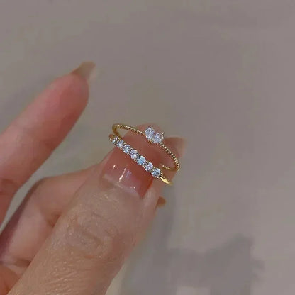 Luxury Zircon Heart Rings for Women Opening Adjustable Weave