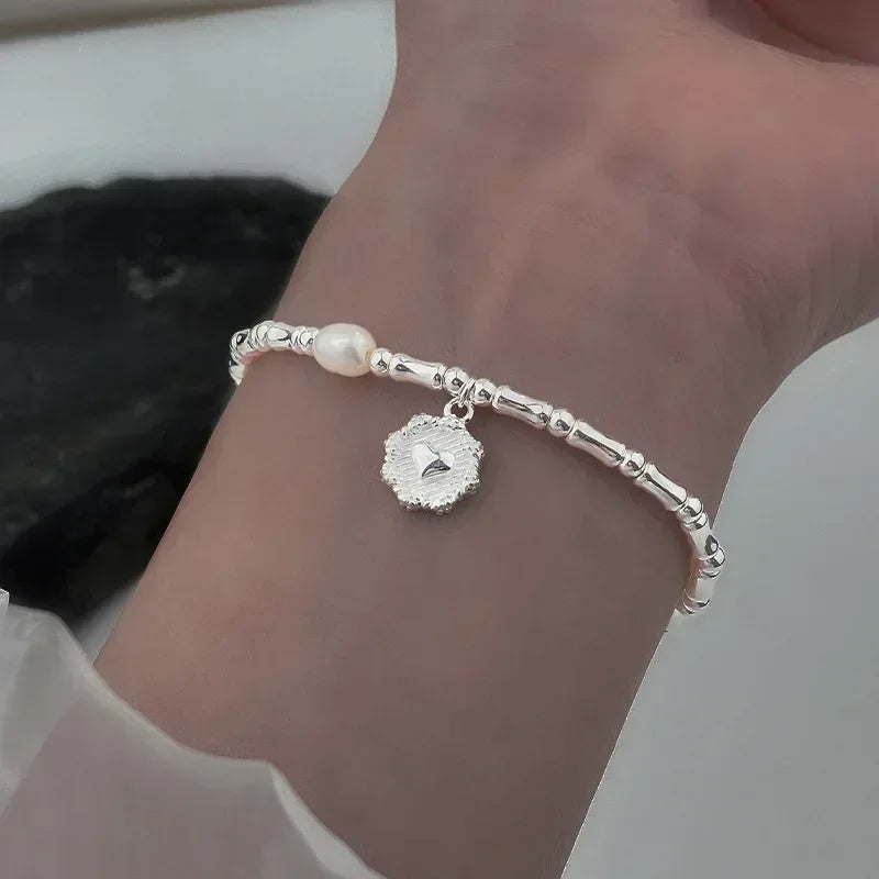 Sterling Silver Bracelet Partial Pearls Knots Bracelets