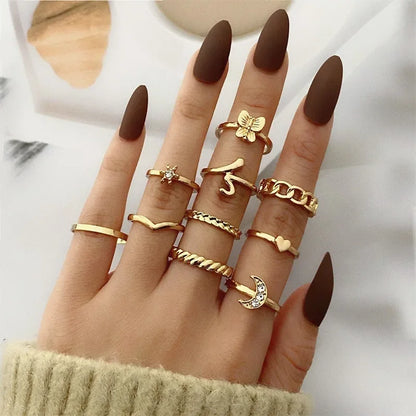 New Fashion Creative Geometric Leaf Wave Hollow Ring