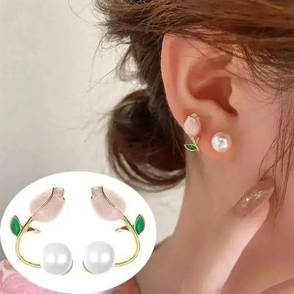Korean Vintage Pearl Crystal Earrings For Women Jewelry