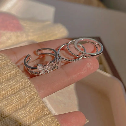 New Fashion Creative Geometric Leaf Wave Hollow Ring
