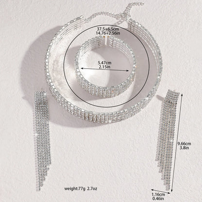 Fashion Women's Jewelry Set Tassel Rhinestone Earrings