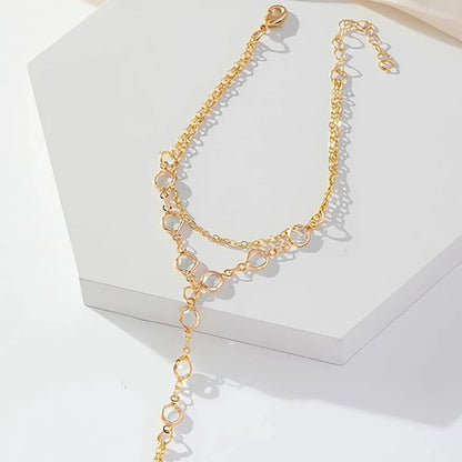 Fashion Multilayer Bracelet Ring Crystal Luxury Finger Bracelet