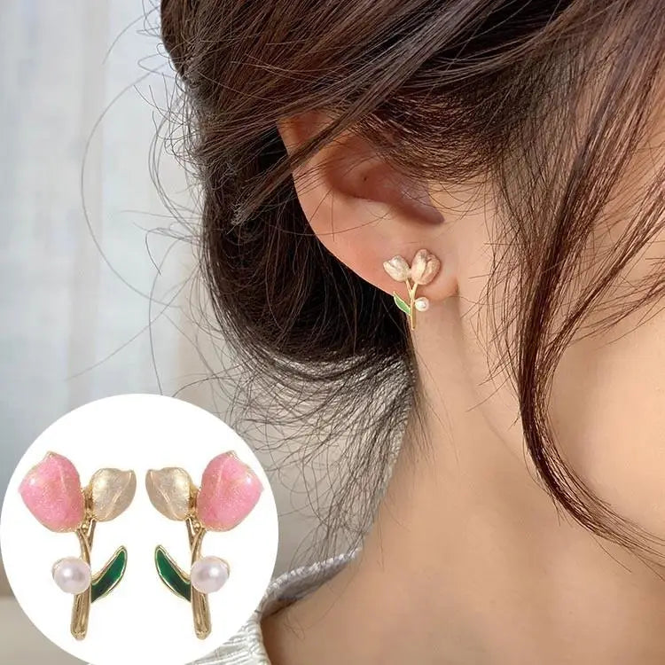 Korean Vintage Pearl Crystal Earrings For Women Jewelry