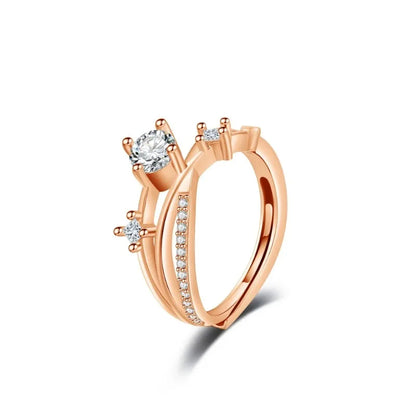 Luxury Zircon Heart Rings for Women Opening Adjustable Weave