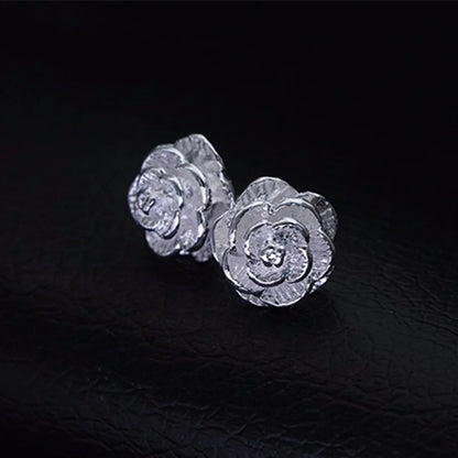 Fine Silver Color Charm Flower Necklace Women Retro Set
