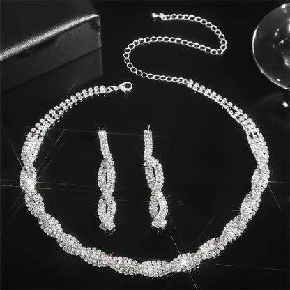Women's Elegant Rhinestone Necklace & Dangle