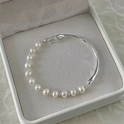 Sterling Silver Bracelet Partial Pearls Knots Bracelets
