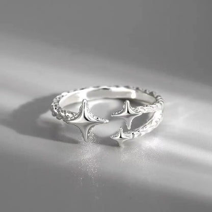 Stainless Steel Crystal Crown Adjustable Ring Irregular