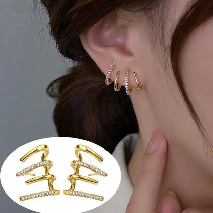 Korean Vintage Pearl Crystal Earrings For Women Jewelry
