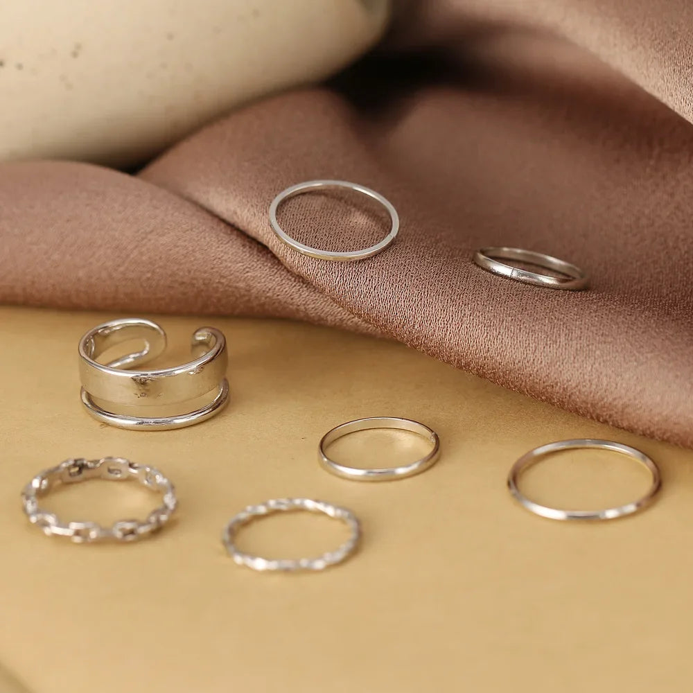 New Fashion Creative Geometric Leaf Wave Hollow Ring