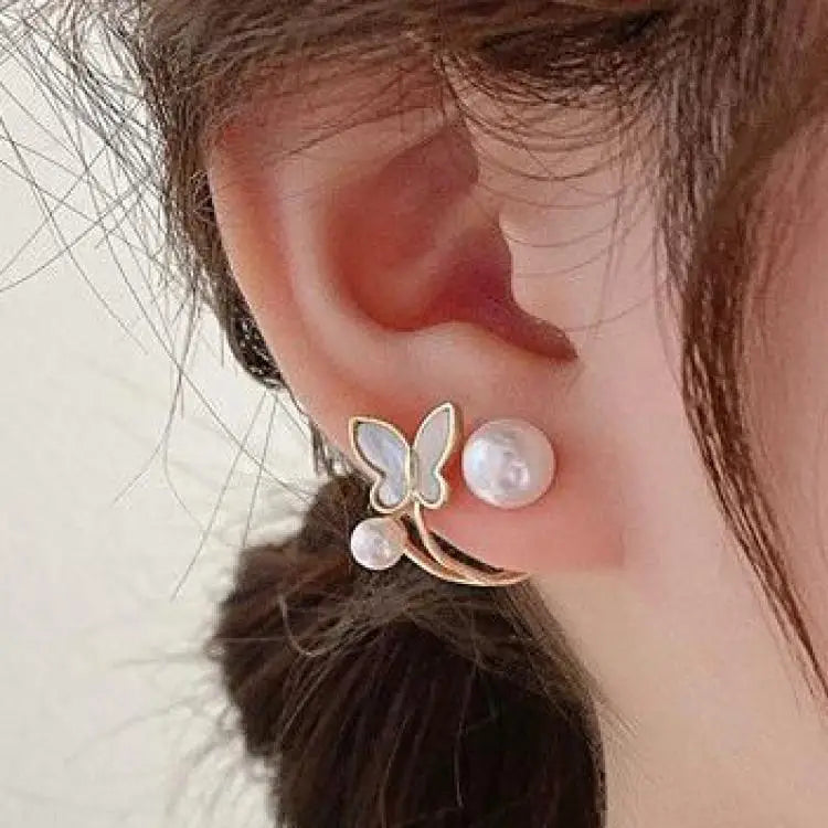 Korean Vintage Pearl Crystal Earrings For Women Jewelry
