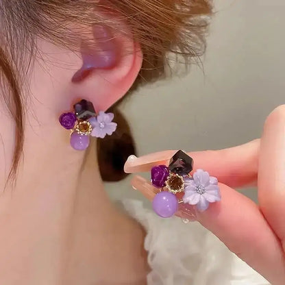 Korean Vintage Pearl Crystal Earrings For Women Jewelry