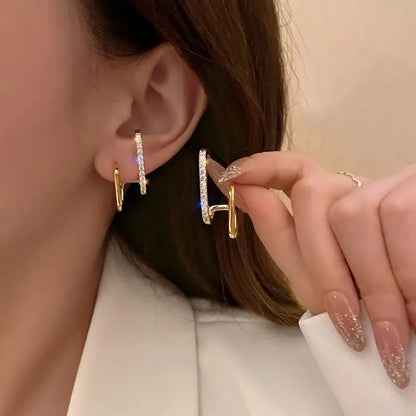 Korean Vintage Pearl Crystal Earrings For Women Jewelry