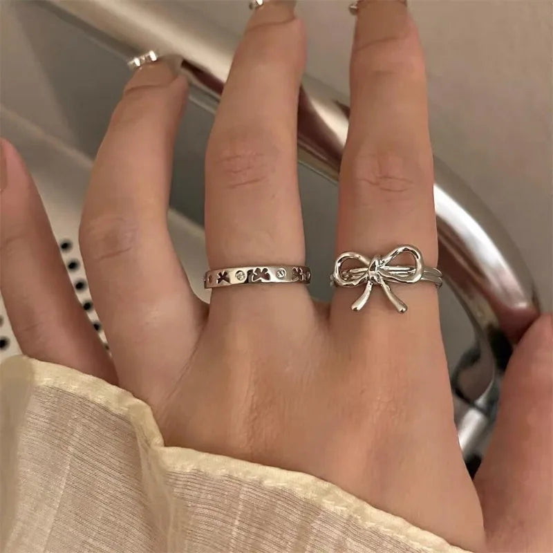 Luxury Zircon Heart Rings for Women Opening Adjustable Weave
