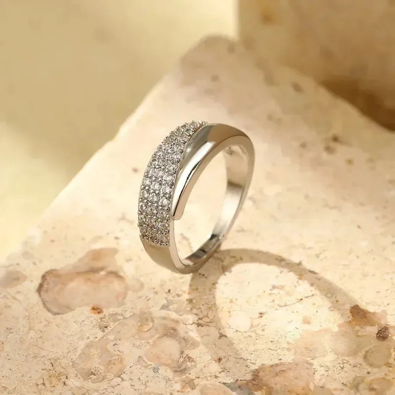 Luxury Zircon Heart Rings for Women Opening Adjustable Weave