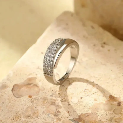 Luxury Zircon Heart Rings for Women Opening Adjustable Weave