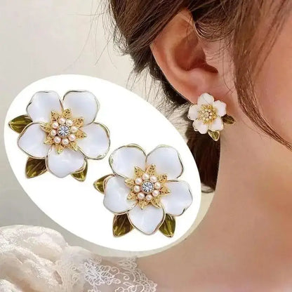 Korean Vintage Pearl Crystal Earrings For Women Jewelry