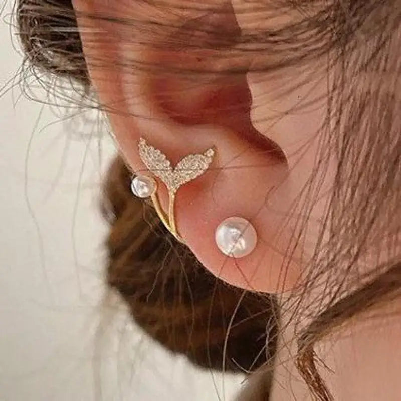 Korean Vintage Pearl Crystal Earrings For Women Jewelry