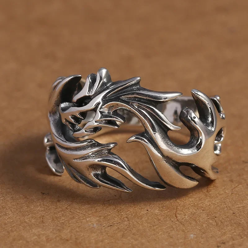 Fashion Goth Double Layer Rose Couple Rings for Men